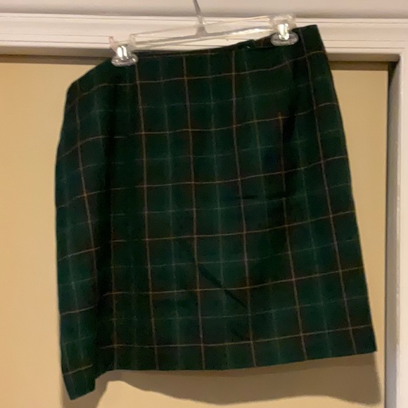Vintage Charter Club Hunter Green Tartan Plaid Wool Skirt 16 - Picture 3 of 11